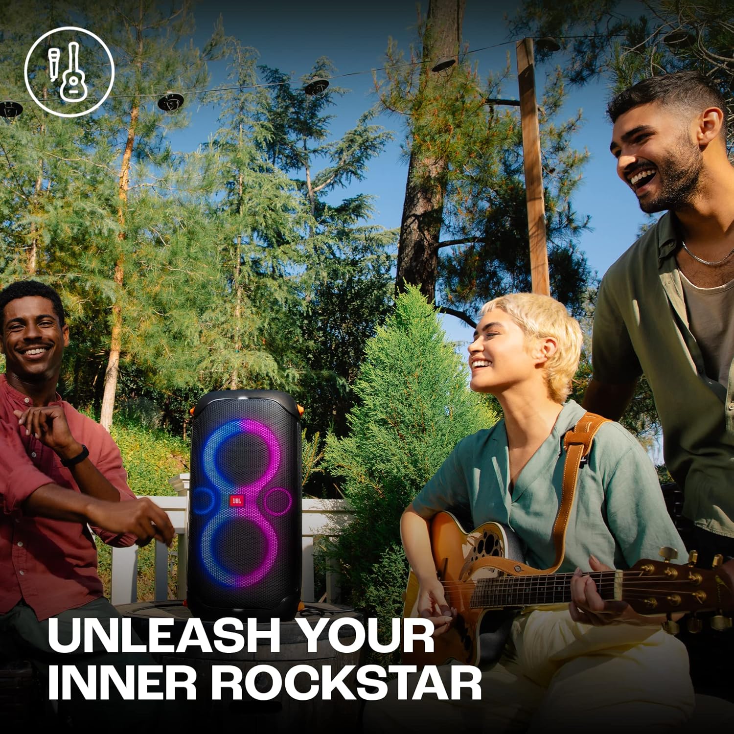 JBL Partybox 110, Wireless Bluetooth Party Speaker, 160W Monstrous Pro Sound, Dynamic Light Show, Upto 12Hrs Playtime, Built-in Powerbank, Guitar &amp; Mic Input, PartyBox App, Splashproof (Black) - View 4