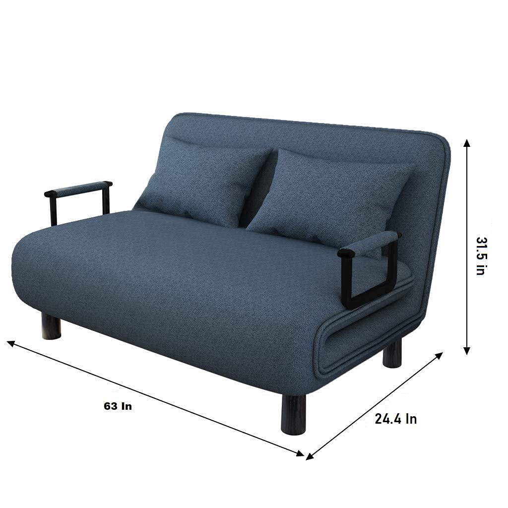 Royal Interiors 3 Seater Foldable Sofa with Cushion and Armrests | Compact Sleeper Couch for Small Spaces | Sleeper Sofa for Living Room, Bedroom | Convertible Tri-Fold Sofa Cum Bed (Blue) - View 6