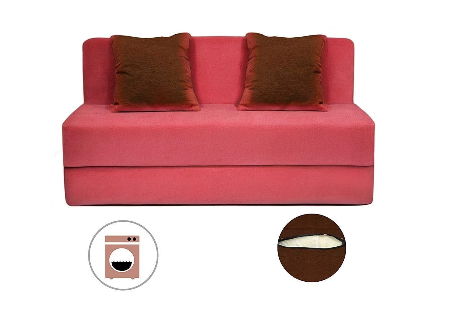PumPum EPE Foam 2-Seater Sofa Cum Bed – 36 Inch Width, Convertible Design, Lightweight &amp; Foldable (Peach) - View 2