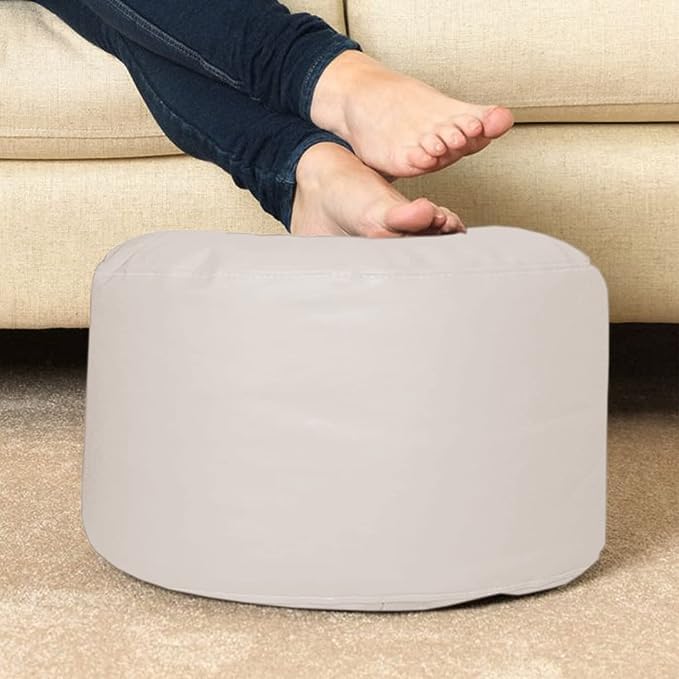 INSTER Combo of Bean Bag Cover with Footrest and Cushion Only (Without Filling) Faux Leather Bean Bag Chair Couch Cover Seat Lazy Sofa (4XL, Cream) - View 5