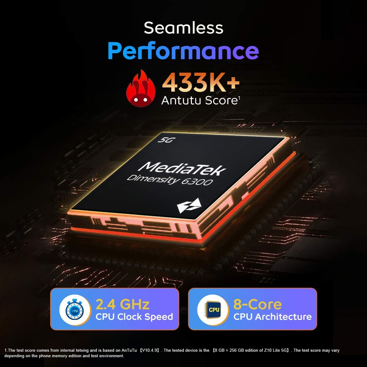 iQOO Z10 Lite 5G (Cyber Green, 6GB RAM, 128GB Storage) | 6000 mAh Battery | Dimensity 6300 5G Processor with 433K+* AnTuTu Score | IP64 Rated &amp; Military Grade Shock-Resistance* - View 4